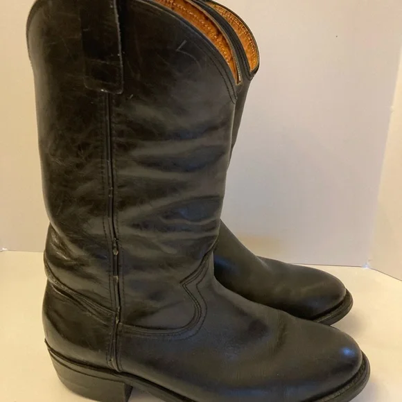 Vintage Hypalon Black Leather Heeled Boots Men’s Size 8.5 Made in USA